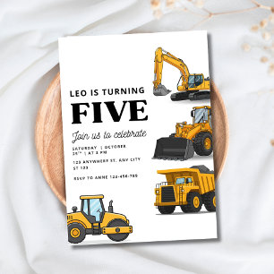 Bouwvoertuigen Verjaardags Dump Truck Feest Kaart