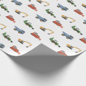 Bouwvoertuigen Verjaardagsfeest Cadeaupapier (Hoek)