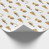 Bouwvoertuigen Verjaardagsfeest Cadeaupapier (Hoek)