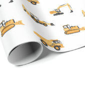 Bouwvoertuigen Verjaardagsfeest Cadeaupapier (Rol Hoek)