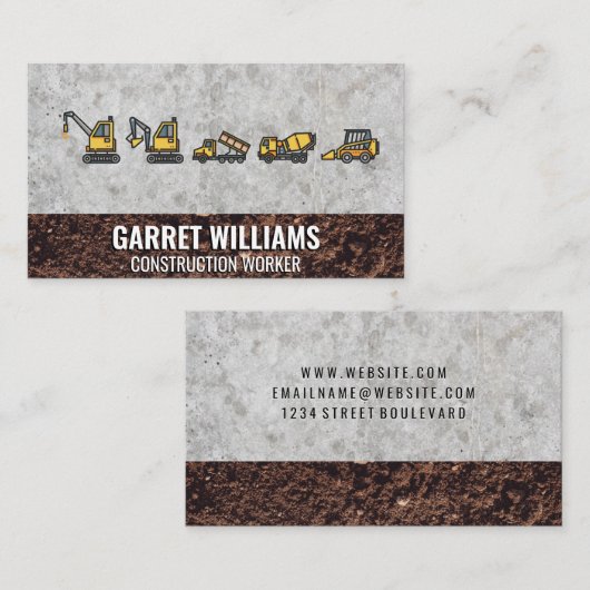 Bouwvoertuigen Visitekaartje (Voorkant / Achterkant)