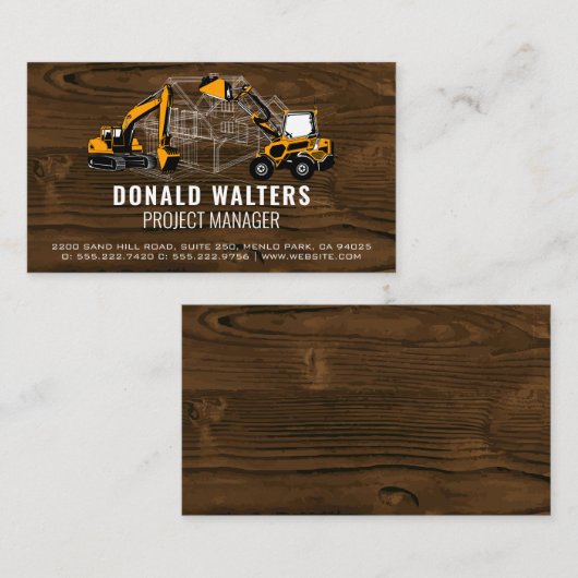 Bouwvoertuigen | Visitekaartje blauwdrukken (Voorkant / Achterkant)