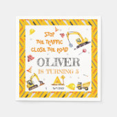 Bouwvoertuigen Yellow Boy Verjaardagsfeest Servet (Voorkant)