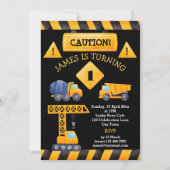 Bouwvrachtauto's verjaardagsuitnodiging kaart (Voorkant)