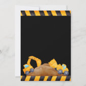 Bouwvrachtauto's verjaardagsuitnodiging kaart (Achterkant)