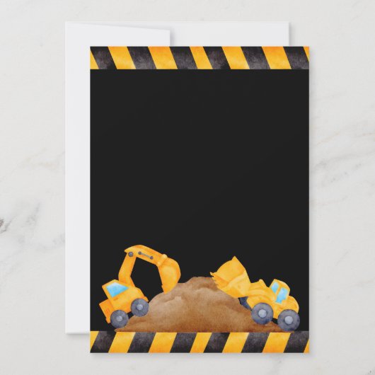 Bouwvrachtauto's verjaardagsuitnodiging kaart (Achterkant)