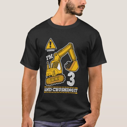 Bouwvrachtwagen 3e 3 graafmachine Bouwer T-shirt (Voorkant)