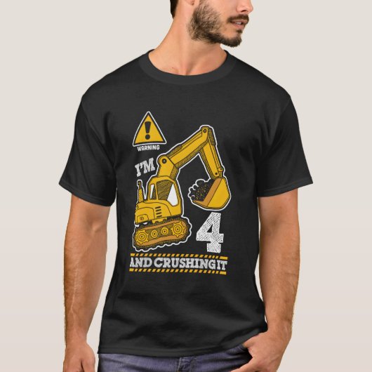Bouwvrachtwagen 4e 4 graafmachine Bouwer T-shirt (Voorkant)