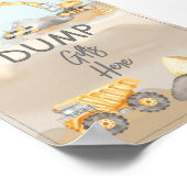 Bouwvrachtwagen Baby shower stortgeschenken hier Poster (Hoek)