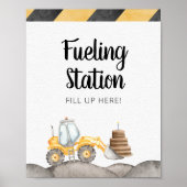 Bouwvrachtwagen Brandstofstation Feestbord Poster (Voorkant)