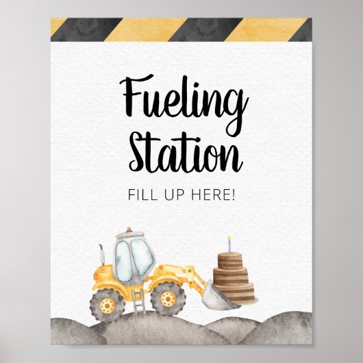 Bouwvrachtwagen Brandstofstation Feestbord Poster (Voorkant)