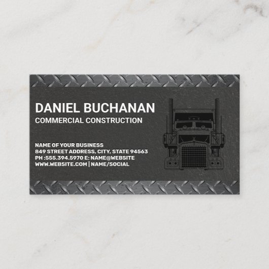 bouwvrachtwagen | metaalstaal visitekaartje (Voorkant)
