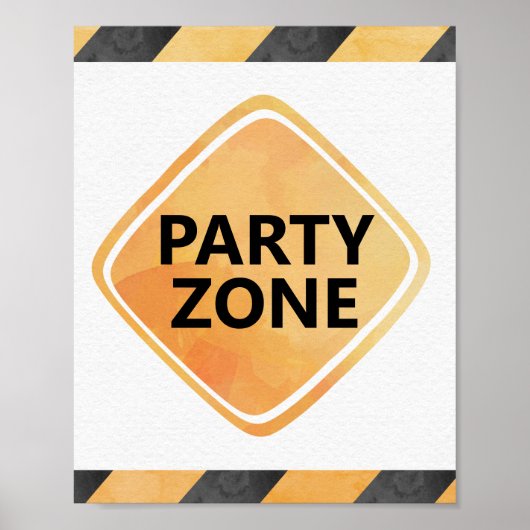 Bouwvrachtwagen partij zone teken poster (Voorkant)