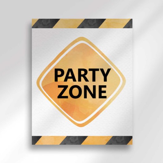 Bouwvrachtwagen partij zone teken poster