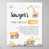 Bouwvrachtwagen Tijd Capsule teken Poster (Voorkant)