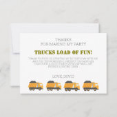 Bouwvrachtwagen Verjaardag Dank u kaart (Voorkant)