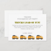 Bouwvrachtwagen Verjaardag Dank u kaart (Voorkant / Achterkant)