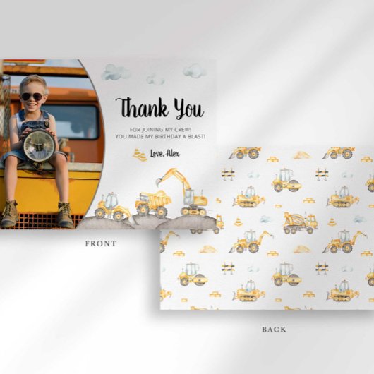 Bouwvrachtwagen Verjaardag Dank u kaart