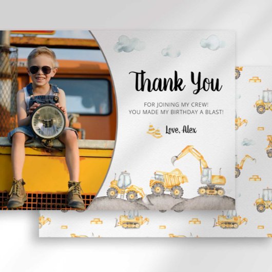 Bouwvrachtwagen Verjaardag Dank u kaart
