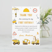 Bouwvrachtwagen Verjaardagsfeest Dank u kaart (Staand voorkant)