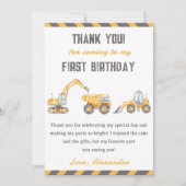 Bouwvrachtwagen Verjaardagsfeest Dank u kaart (Voorkant)