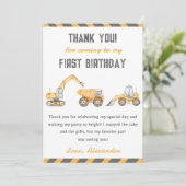 Bouwvrachtwagen Verjaardagsfeest Dank u kaart (Staand voorkant)