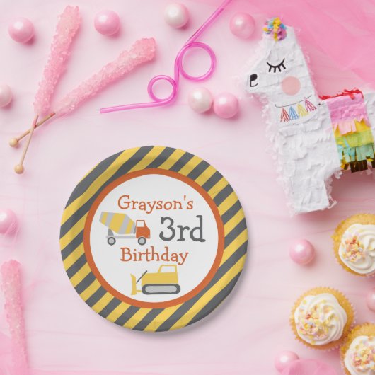 Bouwvrachtwagen Verjaardagsfeestdocument Borden Papieren Bordje (Feest)