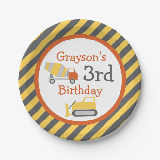 Bouwvrachtwagen Verjaardagsfeestdocument Borden Papieren Bordje