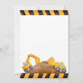 Bouwvrachtwagen, verjaardagsfeestje bedankkaart (Achterkant)