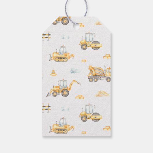 Bouwvrachtwagen Verjaardagsfeestje Favor Tag Cadeaulabel (Achterkant)