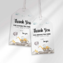 Bouwvrachtwagen Verjaardagsfeestje Favor Tag