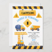 Bouwvrachtwagen, verjaardagsfeestje kaart (Voorkant)