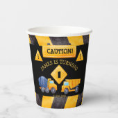 Bouwvrachtwagen, verjaardagsfeestje papieren bekers (Achterkant)