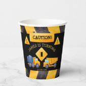 Bouwvrachtwagen, verjaardagsfeestje papieren bekers (Voorkant)