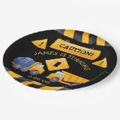 Bouwvrachtwagen, verjaardagsfeestje papieren bordje (Gekanteld)