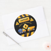 Bouwvrachtwagen, verjaardagsfeestje ronde sticker (Envelop)