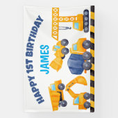 Bouwvrachtwagen, verjaardagsfeestje spandoek (Verticaal)