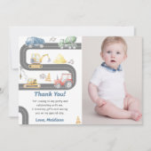 Bouwvrachtwagen Verjaardagsfoto Dank u kaart (Voorkant)