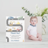 Bouwvrachtwagen Verjaardagsfoto Dank u kaart (Staand voorkant)