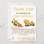 Bouwvrachtwagen Verjaardagsfoto Dank u kaart (Voorkant)