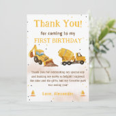 Bouwvrachtwagen Verjaardagsfoto Dank u kaart (Staand voorkant)