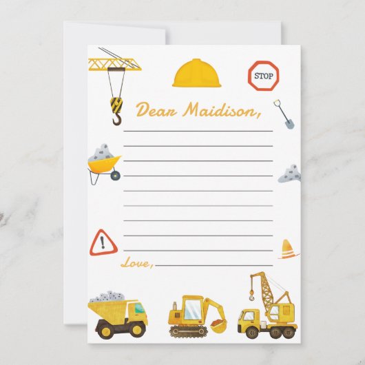 Bouwvrachtwagen Verjaardagstijd Capsule Note Kaart (Voorkant)