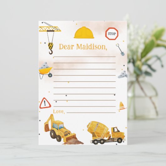 Bouwvrachtwagen Verjaardagstijd Capsule Note Kaart (Staand voorkant)