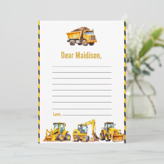 Bouwvrachtwagen Verjaardagstijd Capsule Note Kaart (Staand voorkant)