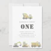 Bouwvrachtwagen Voertuigen Jongens 1e Verjaardag Kaart (Voorkant)