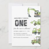 Bouwvrachtwagen Voertuigen Jongens 1e Verjaardag Kaart (Voorkant)