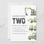 Bouwvrachtwagen Voertuigen Jongens 2e Verjaardag Kaart (Voorkant)