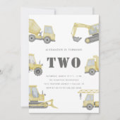 Bouwvrachtwagen Voertuigen Jongens 2e Verjaardag Kaart (Voorkant)