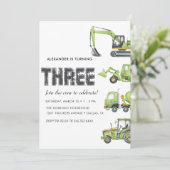 Bouwvrachtwagen Voertuigen Jongens 3e Verjaardag Kaart (Staand voorkant)