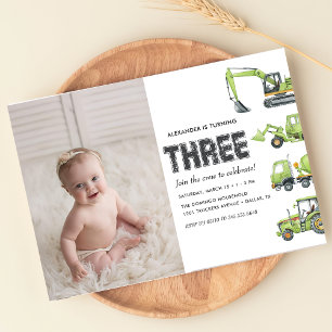 Bouwvrachtwagen Voertuigen Jongens 3e Verjaardag Kaart
